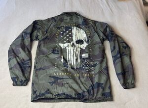 Howitzer Defiant Patriot Skull Camo Coach Jacket Men’s Size M Army Softshell
